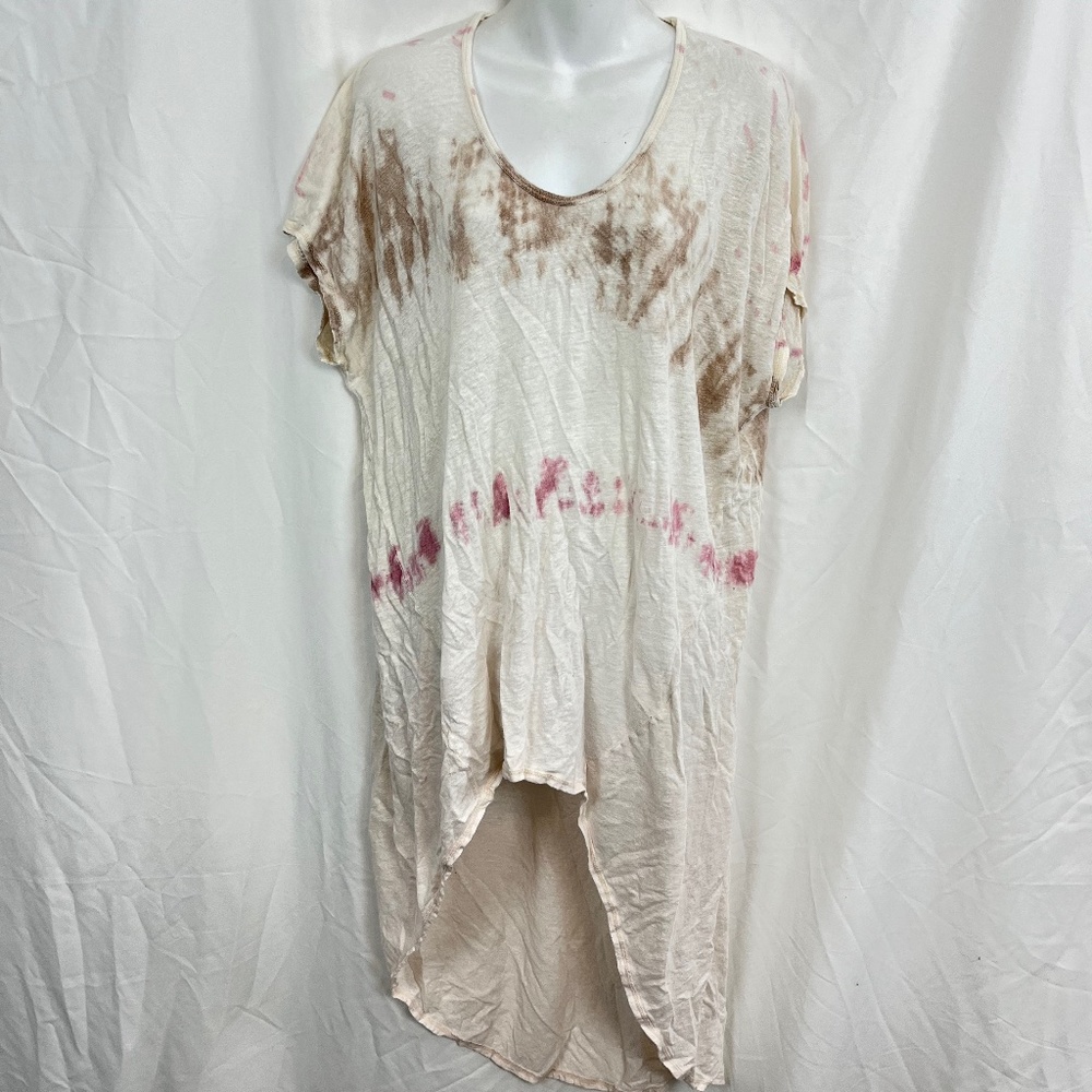 PETE & GRETA Johnny Was 100% LINEN Tie Dye High Low Oversized Top Dress sz M
